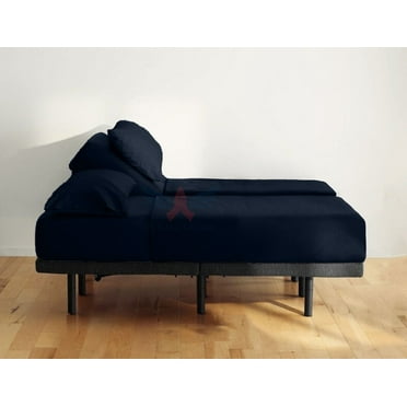 BeKind Online 5-Piece 700 Thread Count Organic Cotton Sateen 21-Inch Deep Pockets Split California King Sheet Set - Navy Blue