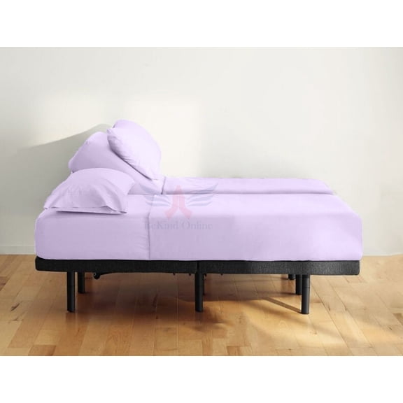 BeKind Online 5-Piece 800 Thread Count Organic Cotton Sateen 21-Inch Deep Pockets Split King Sheet Set - Lilac