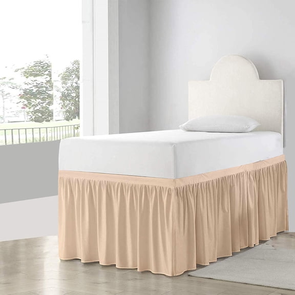 BeKind Online College Dorm Bed Skirt 1000-TC, 100% Egyptian Cotton 30 inch Drop - Peach Solid