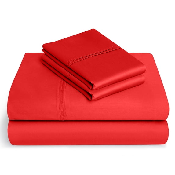 BeKind Online Split Head King Sheet Set, Blood Red Color, 300-Thread Count Egyptian Cotton, 25" Deep Pockets