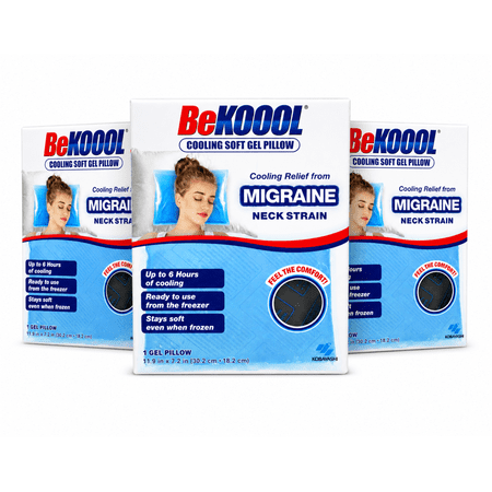 BeKoool Cooling Gel Pillow, Reusable Hot/Cold Compress, Head & Neck Relief, 1 Count 3 Pack