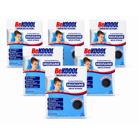 BeKoool Cooling Gel Pillow, Reusable Hot/Cold Compress, Head & Neck Relief, 1 Count 6 Pack