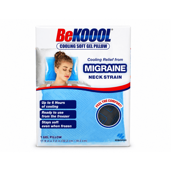 BeKoool Cooling Gel Pillow, Reusable Hot/Cold Compress, Head & Neck Relief, 1 Count