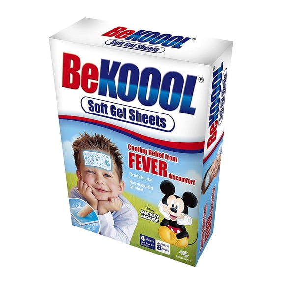 BeKoool Immediate Cooling Fever Reducing Soft Gel Sheets for Kids - 4 Count