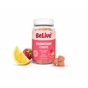 BeLive Magnesium Citrate Gummies with Calcium and Zinc for Adults and Kids   High Absorption Mineral Supplement   Raspberry Lemonade   60 Count