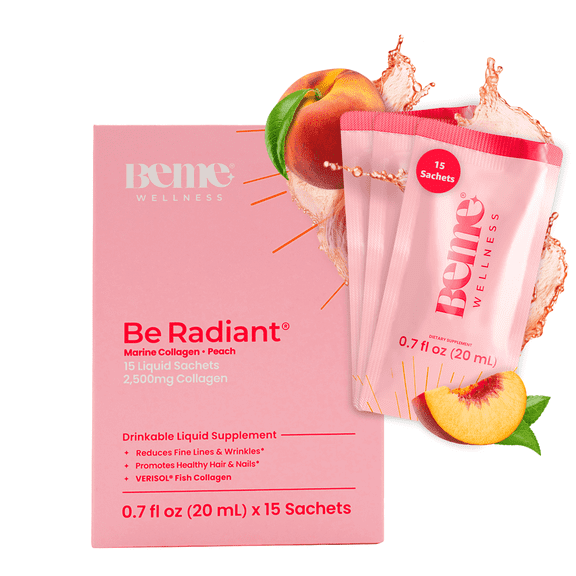 BeMe Liquid Collagen for Women, 2x Faster Absorption & High Bioavailability, boosted with Biotin, CoQ10, & Vitamin C - Peach 15 Sachets