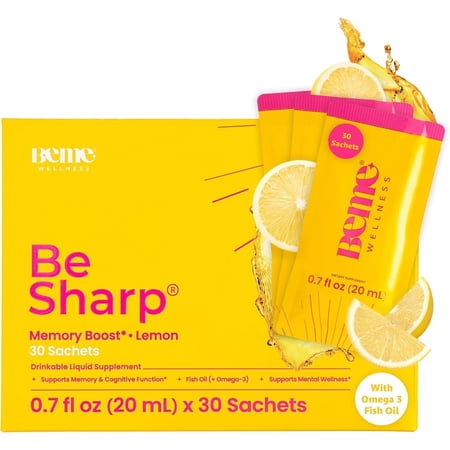 BeMe Be Sharp Omega 3 Brain Drinkable Supplement, 30 Sachets - Supports Focus & Cognition Function
