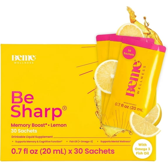 BeMe Be Sharp Omega 3 Brain Drinkable Supplement, 30 Sachets - Supports Focus & Cognition Function