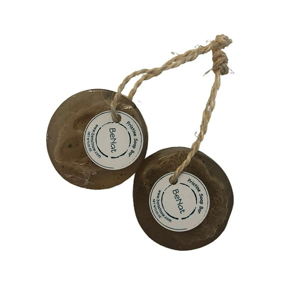 BeNat. 2-Pack. Artisanal Soap Bar -Pristine. Grey Clay, Green Tea, and Bamboo.