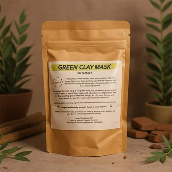BeNat. Green Clay Mask. All-Natural. 4-oz. Detox facial pore cleansing for women and men.