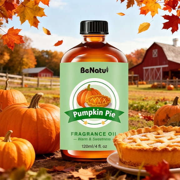 BeNatu Pumpkin Pie Fragrance Oil with Dropper, 4 fl oz (120ml) Warm and Sweet Scented Oil for Diffusers, Candle Making, Soap Crafting, and Home Fragrance Use