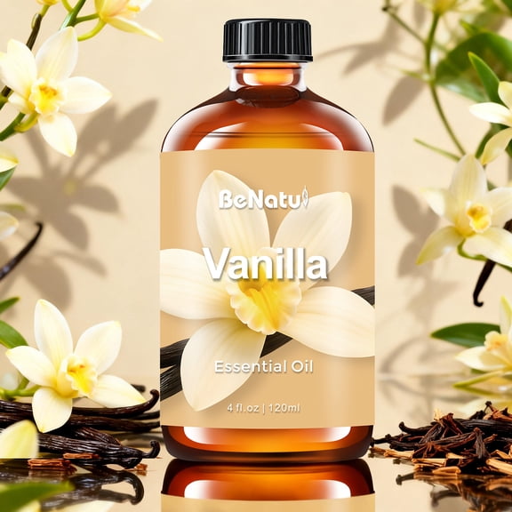 BeNatu Vanilla Fragrance Oil, 4 fl oz (120ml) Sweet, Natural Aroma for Aromatherapy and Home Use