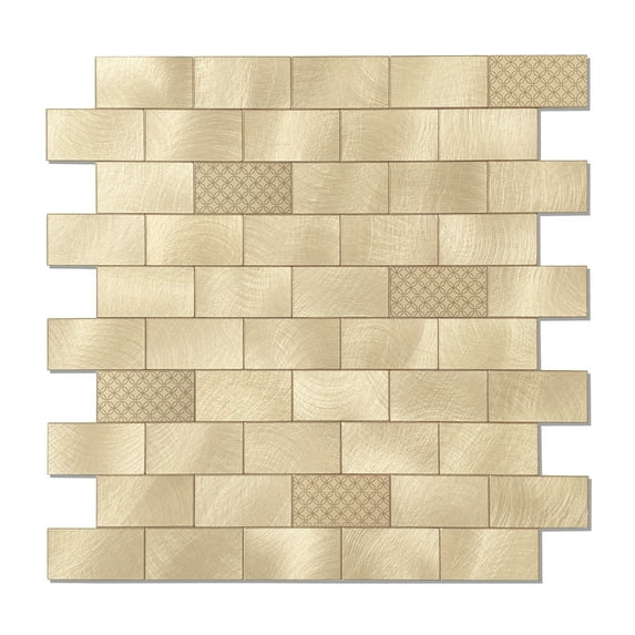 BeNice Peel and Stick Backsplash Kitchen Wall Tile Stickers Metal Panel Champagne Gold