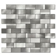 BeNice Peel and Stick Backsplash Kitchen Wall Tile Stickers Metal Panel Gray