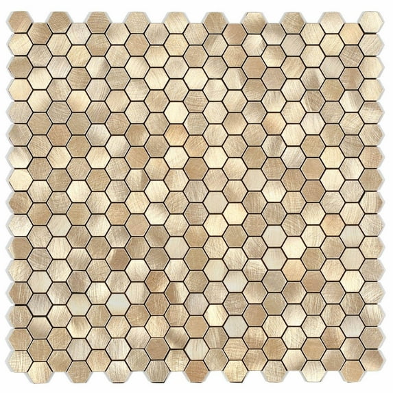 BeNice Peel and Stick Backsplash Tiles for Kitchen Hexagon Metal Mosaic Gold Champagne
