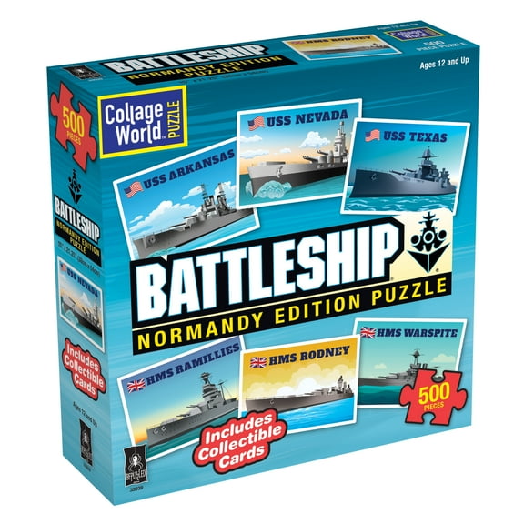 BePuzzled, Battleship Collage World Puzzle Based on the Classic Hasbro Game, with Collectible Battleship Cards for Puzzlers Ages 8 and Up