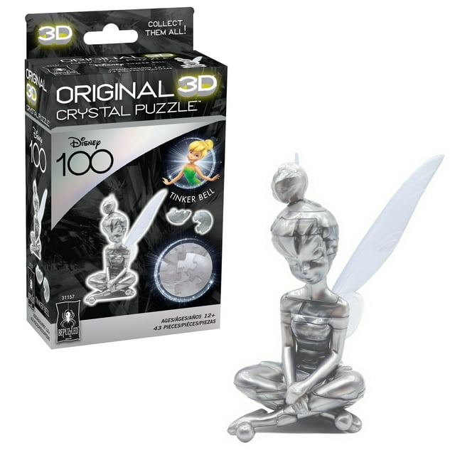 BePuzzled Disney Platinum Tinkerbell Original 3D Crystal Puzzle, Ages