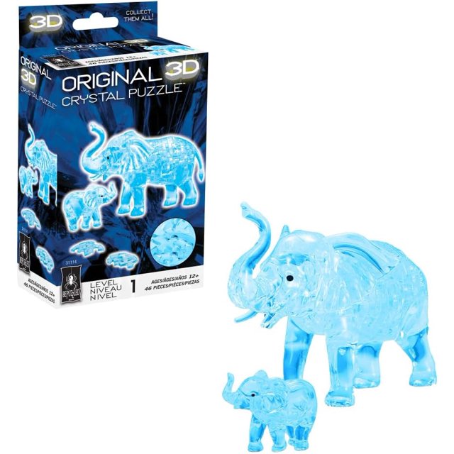 BePuzzled Elephant and Baby Original 3D Crystal Puzzle, Ages 12 and