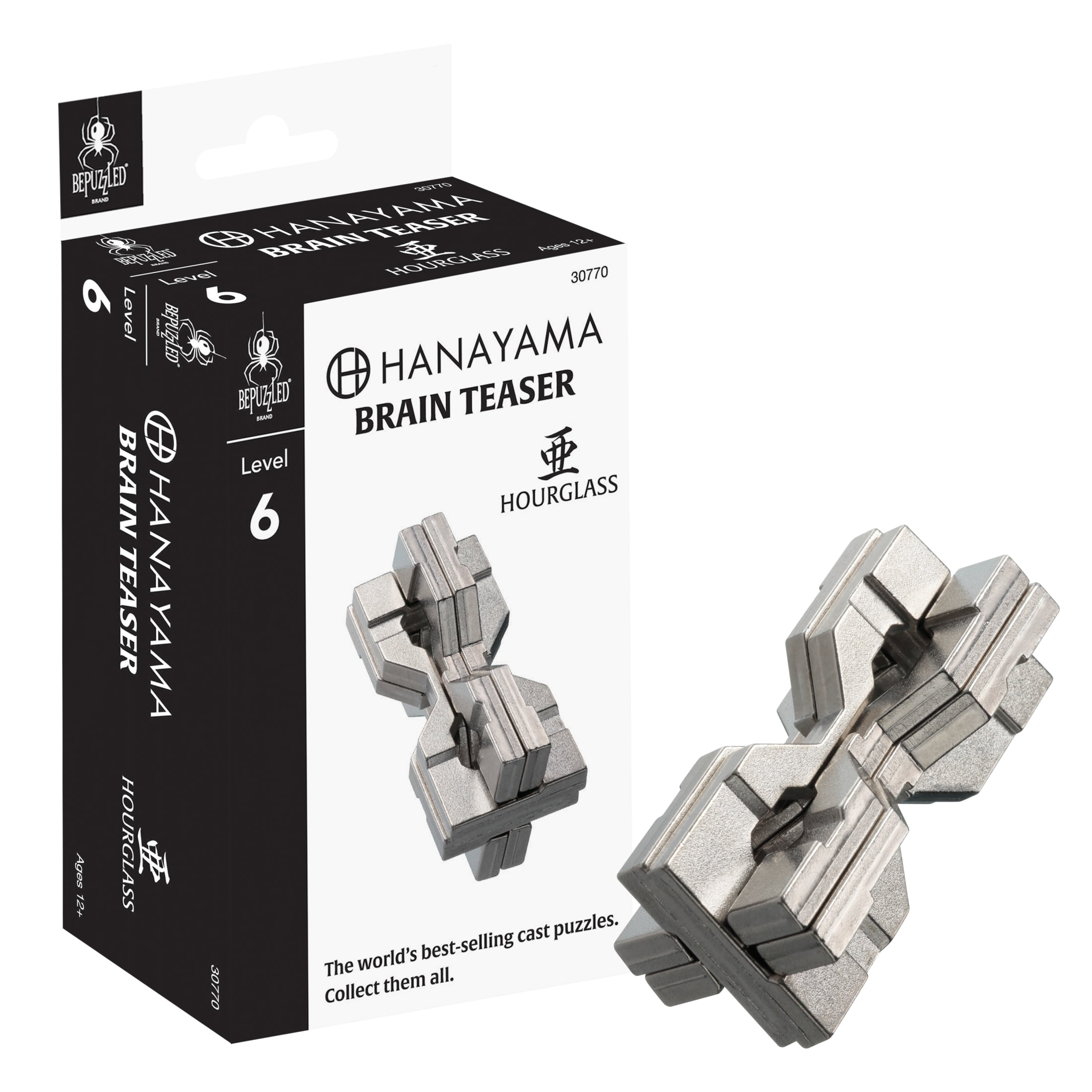 Hanayama, Brainteaser Puzzle, Hourglass Metal Level 6, For Ages 12