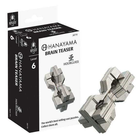 BePuzzled, Hourglass Hanayama Metal Brainteaser Puzzle Level 6 Ages 12+