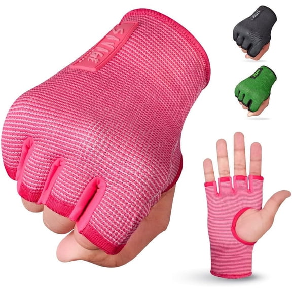 BeSAVAGE Boxing Hand Wraps | Elastic Quick Wraps for Fist Protection in MMA, Muay Thai, Training Pink (S/M)