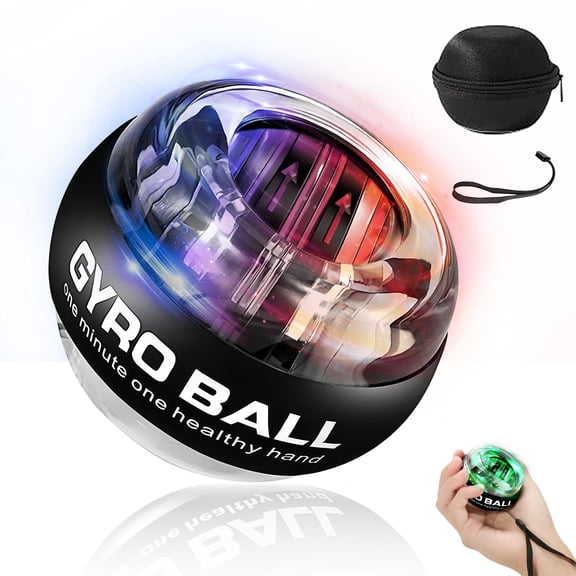 BeSokar Gyroball Wrist Exerciser Ball, 5 Level Resistance/Light Control, Gyroscopic Forearm Trainer, Strengthening Arms, Fingers, Wrist (Transparent Case)