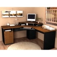 thumbnail image 1 of Bestar Hampton corner workstation in Tuscany Brown & Black  - 35.4" Height x 70.1" Width x 70.1" Length, corner workstation unit features a monitor, 1 of 2