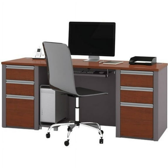 BeStar Executive Desk Kit with Two Pedestals, 6-Drawer
