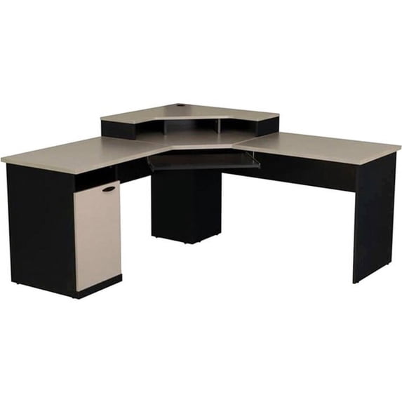 Hampton corner workstation in Sand Granite & Charcoal