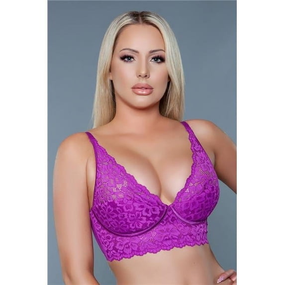 BeWicked 2217-MG-34D V-Neck Bralette Bra, Magenta - Size 34D