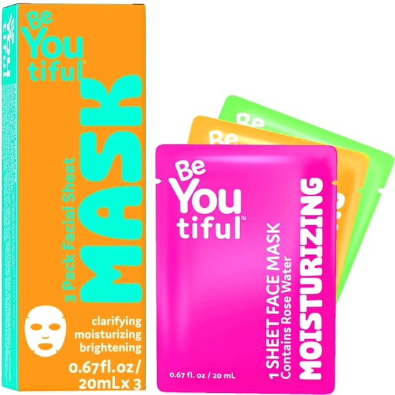 BeYoutiful Hydrating Face Mask, 3 Masks