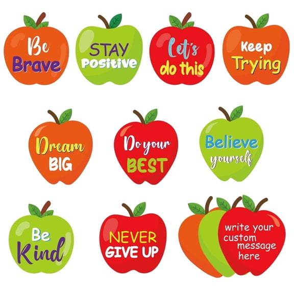 MALLMALL6 Apple Shape Paper Cutouts, Positive Sayings, 45 Count