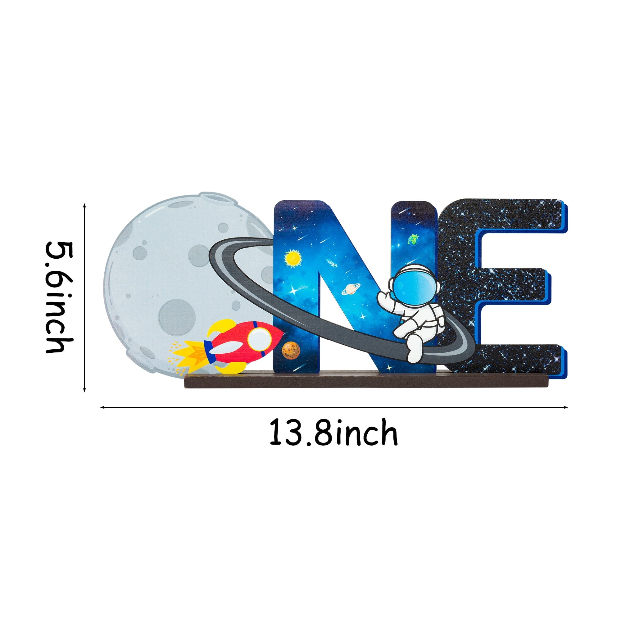 BeYumi First Trip Around The Sun ONE Letter Sign Wooden Table Centerpieces Outer Space 1st Birthday Party Decor Supplies Planets Solar System One Year Old Milestone Baby Shower Photo Prop for Boys