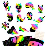 Haooryx Polar Animals Rainbow Paper Art Craft Kit ,72 Pack,for Party Diy Game