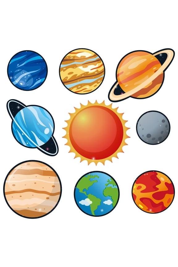 Solar System Cutouts 9 Planets Galaxy Wall Decal, 45-Pack