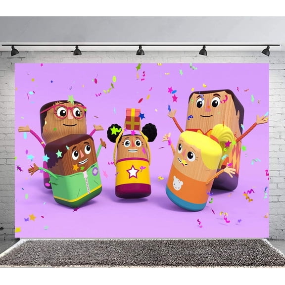 Bea's Block Backdrop Banner Party Supplies Poster Movie Theme Background for Photography Birthday Decorations