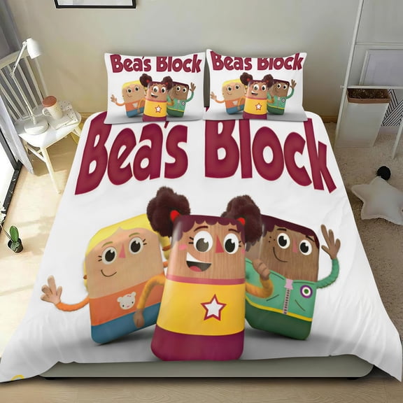 Bea's Block Themed Bed Sheet Set Three Piece Set 53x79 Inches Comfortable And Skin Friendly Unique Design Creating A Star Studded Night Home Decor Gifts For Family Friends fans