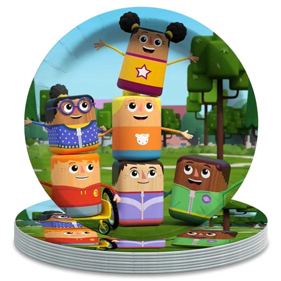 Bea's Block Themed Birthday Disposable Tableware - 7 Inch Paper Plates Party Supply Decorations