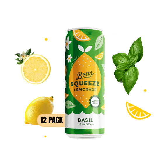Beas Squeeze Basil Lemonade, 12 fl oz Aluminum Cans, 12 Pack