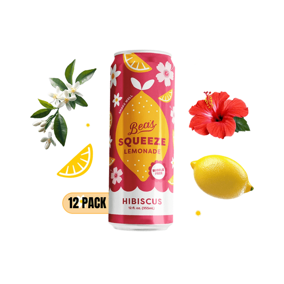 Beas Squeeze Hibiscus Lemonade, 12 fl oz Aluminum Cans, 12 Pack