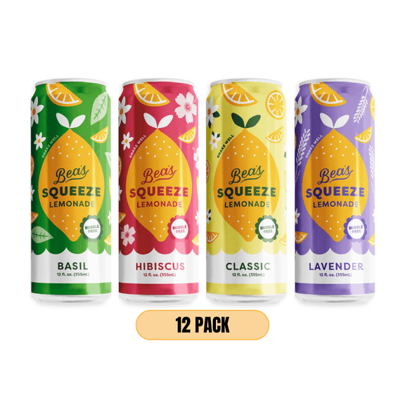 Beas Squeeze Lemonade Variety Pack, 12 fl oz Cans, 12 Pack