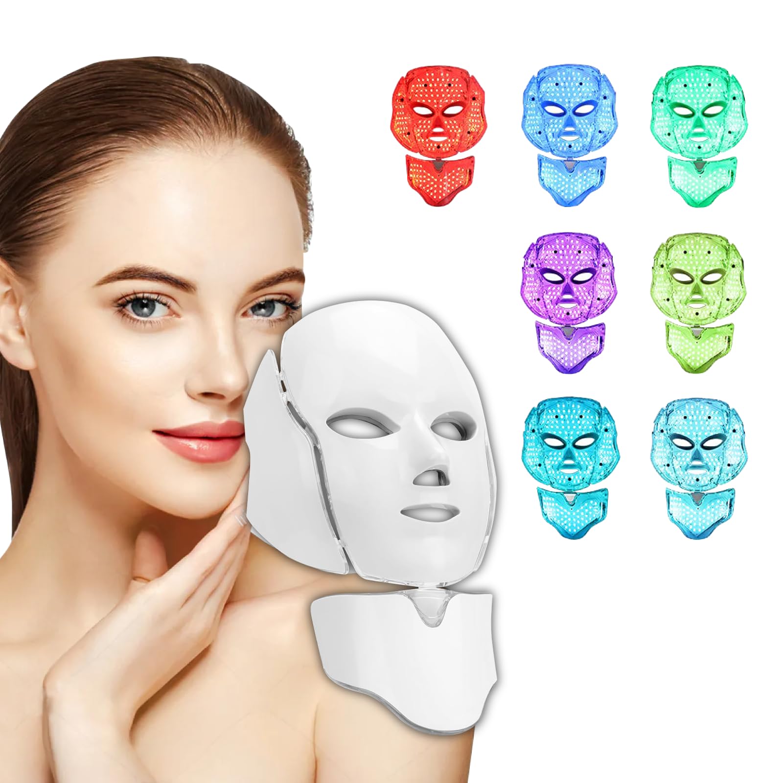 BeaRay LED Face Mask Light HYZ01 Therapy, 7 Colors for Skin Vitality
