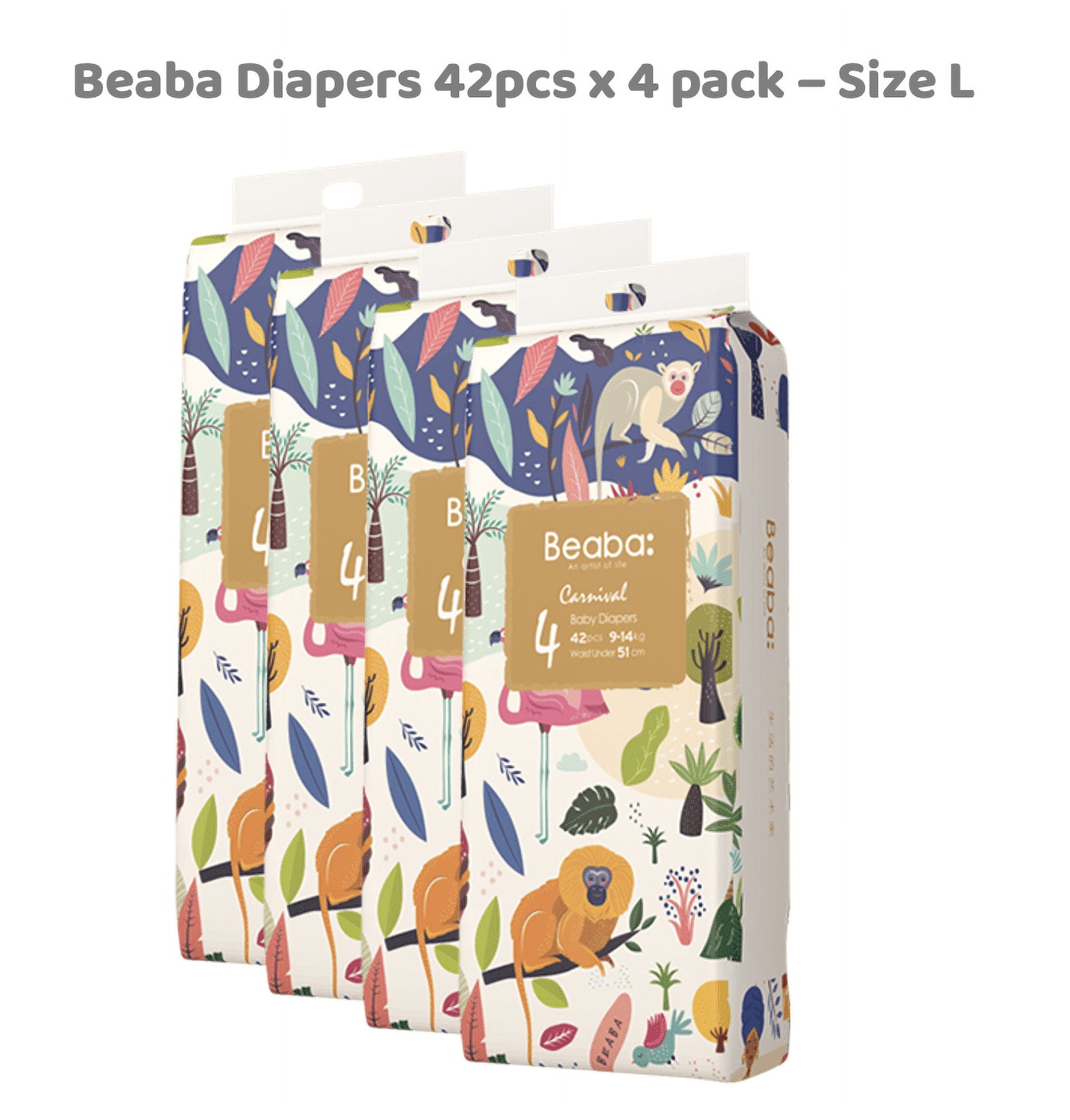 Beaba Baby Diapers Size 4 (20-31 lbs), 42 Ct, Jungle Fantasy Diapers, Ultra-Thin & Breathable