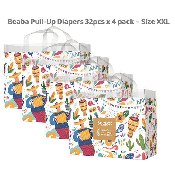Beaba Baby Pull-up Diapers Size 6 (33lbs + ), 32 Ct, Jungle Fantasy Diapers, Ultra-Thin & Breathable