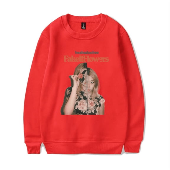 Beabadoobee Merch Long Sleeve Hoodie Casual Fake It Flowers Album Cover Sweatshirts For Fans Women Mens Top Crewneck