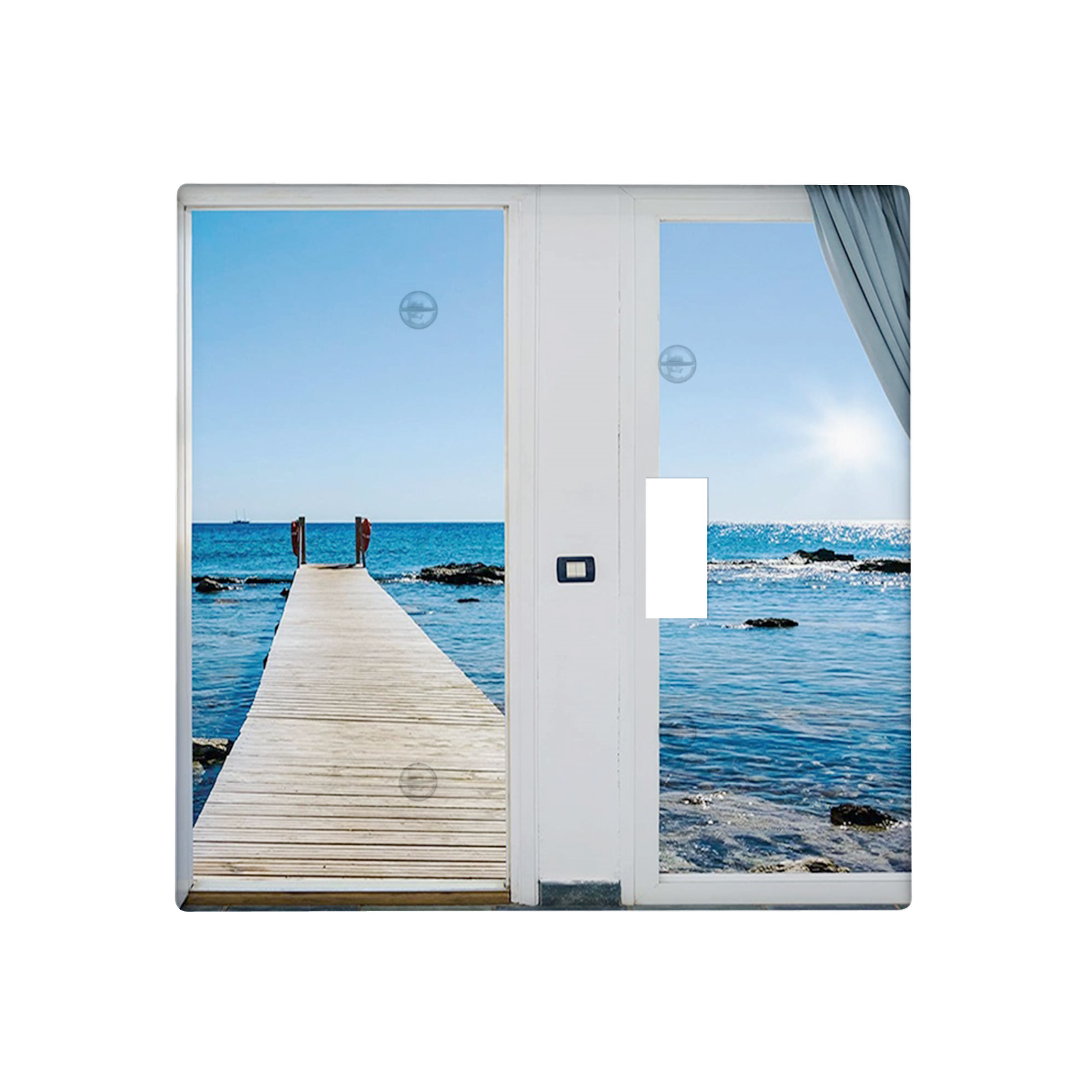 Beach 2 Gang Blank/Toggle Light Switch Cover Decorative,Scenery with