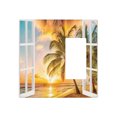 Beach 2 Gang Wall Plate 1 Blank 1 Rocker Switch Plate Decorative,Sea