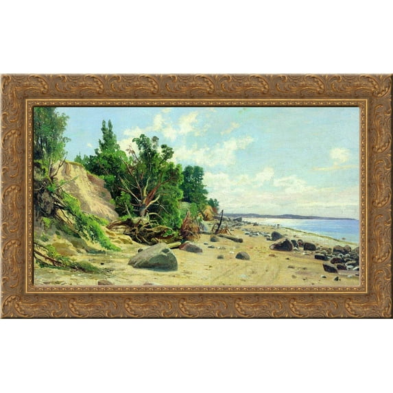 Beach 24x18 Gold Ornate Wood Framed Canvas Art by Ivan Shishkin