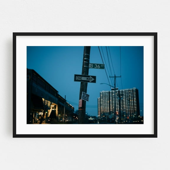 Beach 36th Street 02 - Queens New York Photography Street Photography Nightlife City Architecture Vintage Skyline Black Framed Wall Art Print 5 x 7 inches