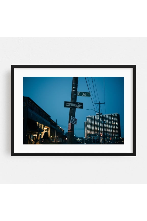 Beach 36th Street 02 - Queens New York Photography Street Photography Nightlife City Architecture Vintage Skyline Black Framed Wall Art Print 5 x 7 inches